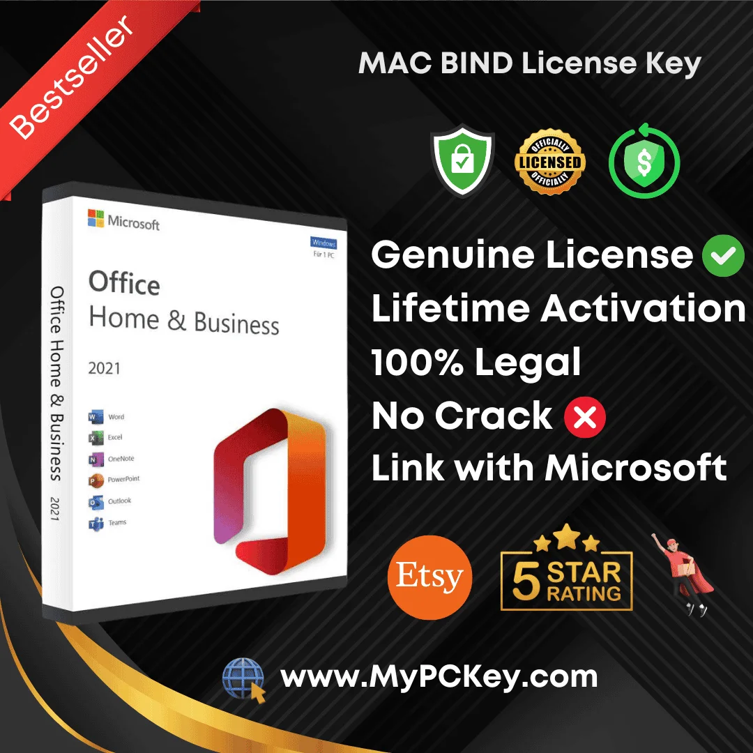 Office 2021 Home and Business BIND Key for Mac OS | Link with