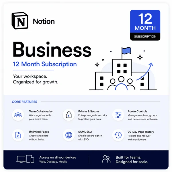 Notion Business 12 Month Subscription Redeem Coupon | Notion Business discount offer